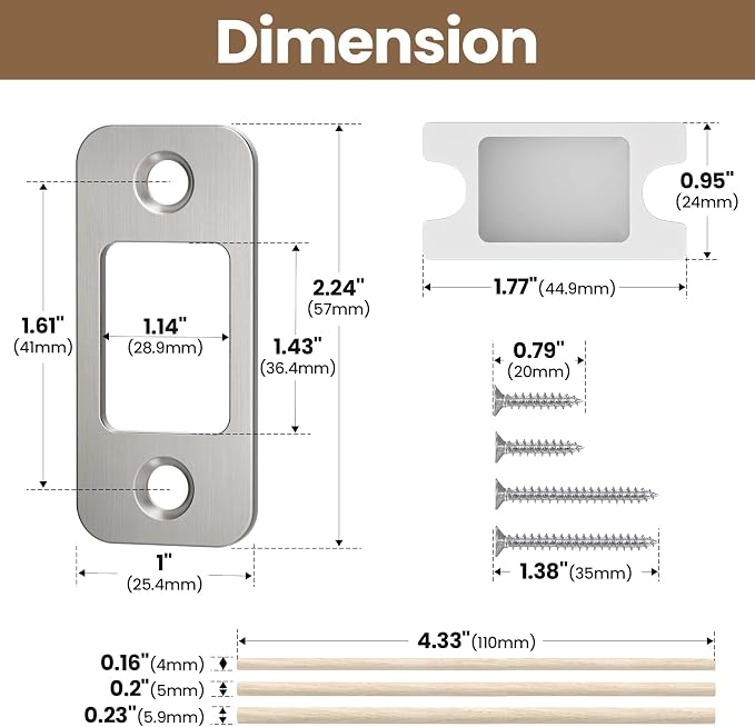 Deadbolt Strike Plate Door Backplate 1" x 2-1/4" Round Corner | Deadbolt Strike - Image 2