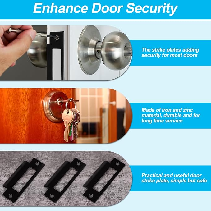 4Pcs 4-7/8" Universal Door Strike Plate Replacement Stainless Steel Plated Lock - Image 3