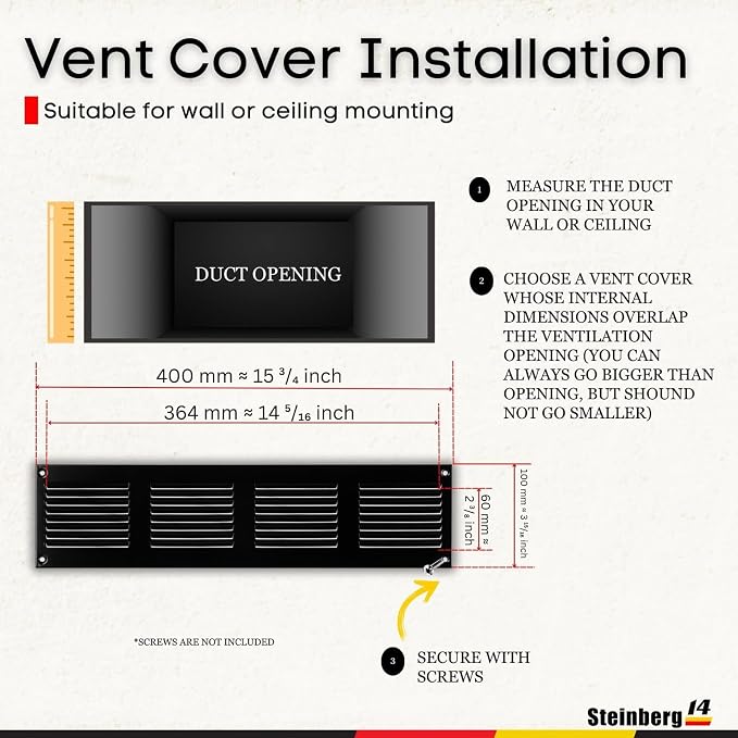 Steinberg14 Black Vent Cover 14x2 - Image 5