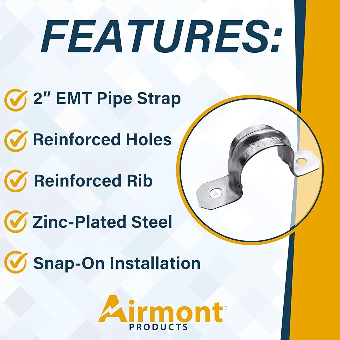 2-Inch EMT Two-Hole Conduit Strap — Reinforced Rib, Heavy-Duty Zinc-Plated - Image 4
