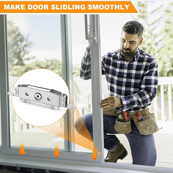 2 Pcs Sliding Patio Door Roller Stainless Steel Sliding Door Wheels | - Image 2