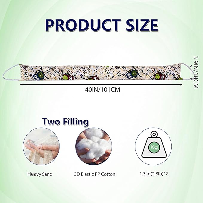 2 Pack 40 Inch 4 Inch Wide Under Door Blocker Door Draft Stopper, Bottom - Image 2