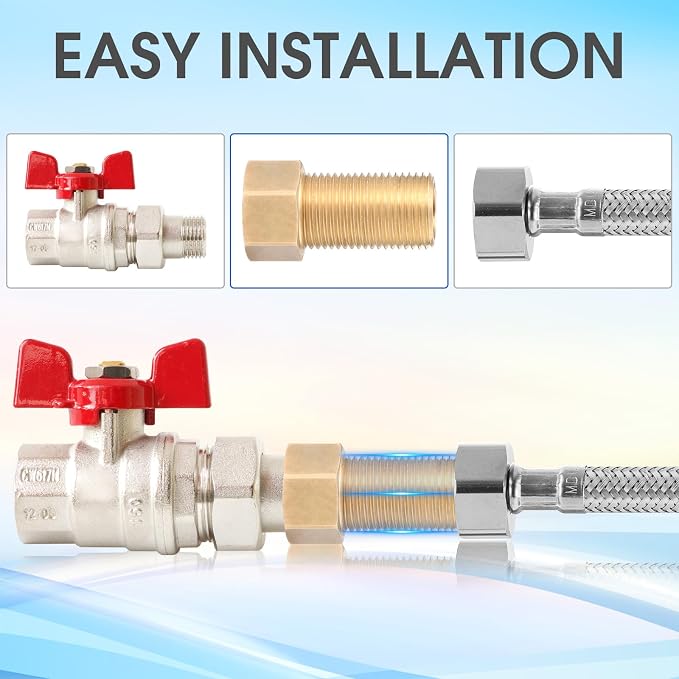 3 Pack Brass Pipe Fittings 1/2 Male Thread to Female Thread Pipe Extension - Image 6