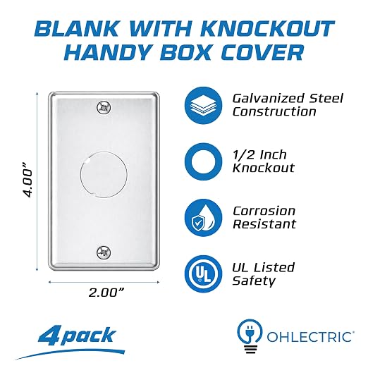 4 Pack - 4x2 Single Gang Rectangle Blank Outlet Cover - Image 2