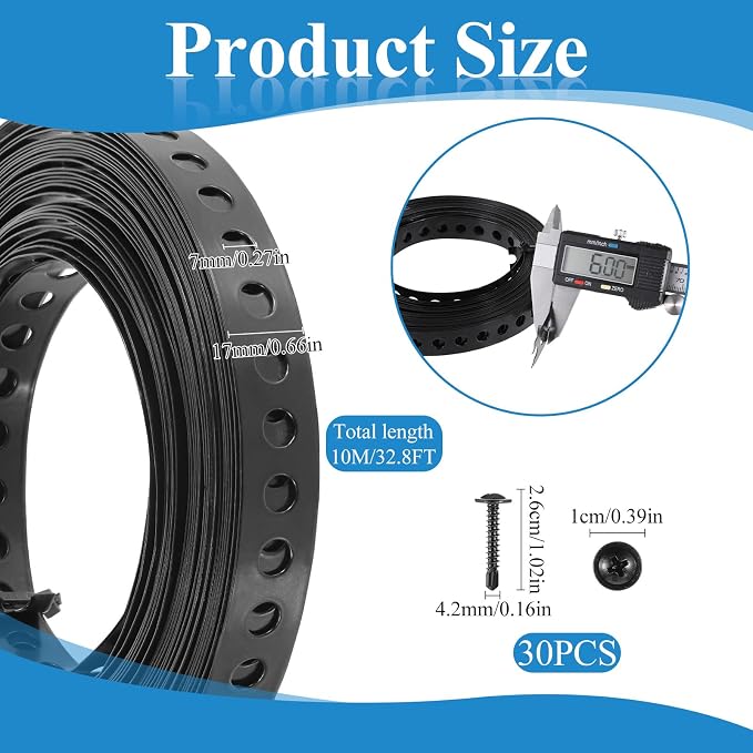 Black Metal Strap with Holes 2/3 Inch × 33 FT 0.6mm Thickness Galvanized Pipe - Image 2