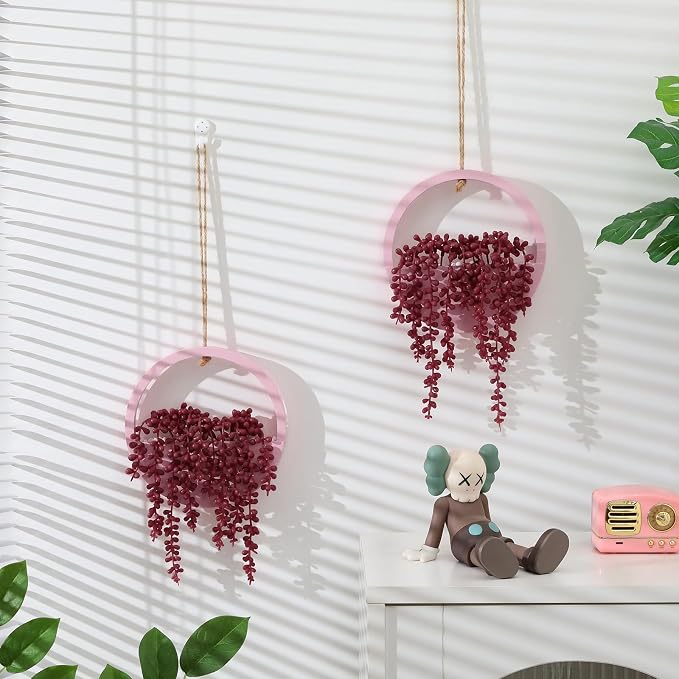 2 Pack Fake Plants Artificial Wall Hanging Succulents Plant | Boho Hanging - Image 5