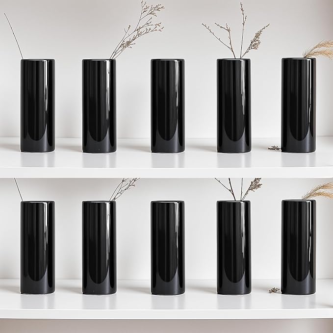 Modern Black Ceramic Vase Set of 20 - Image 7