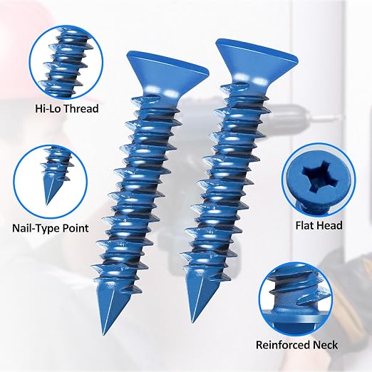 100PCS Concrete Screws Assortment Kit, 1/4" x1-1/4 Masonry Screws - Image 7