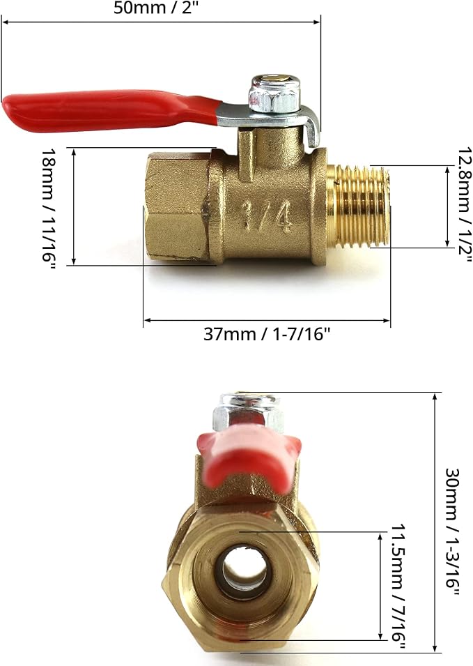 QWORK Ball Valve, 1/4" Male x Female NPT Thread Pipe Fitting Air Compressor - Image 6