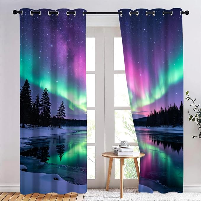 Aurora Ice Lake Blackout Curtains by Unknown