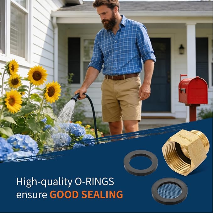 2PCs Brass 3/4" GHT Male to 1" NPT Female Hose Adapter | Lead-free heavy duty - Image 5