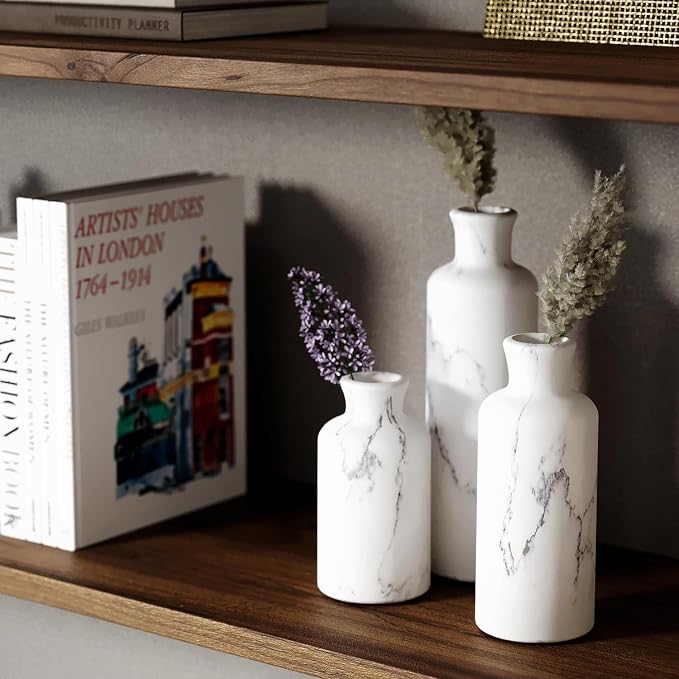 Creative Scents White Marble Look Vases Home Decor - Image 3