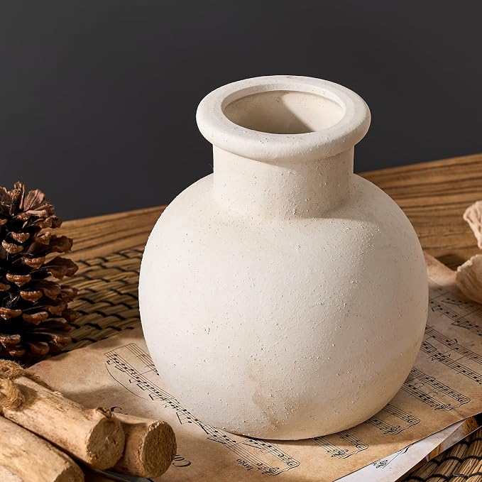 SIDUCAL Ceramic Rustic Farmhouse Vase | 6 Inch Pottery Decorative Boho Flower - Image 7