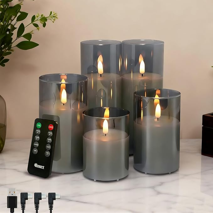 LEDHOLYT Rechargeable Flameless Candles, Realistic Flickering LED Flame by LEDHOLYT