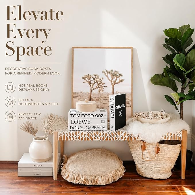 4 Pcs Decorative Books | Faux White Coffee Table & Shelf Decor | Bright - Image 5