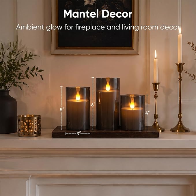 Homemory Gray Flameless Candles, Battery Operated Acrylic LED Pillar Candles - Image 7