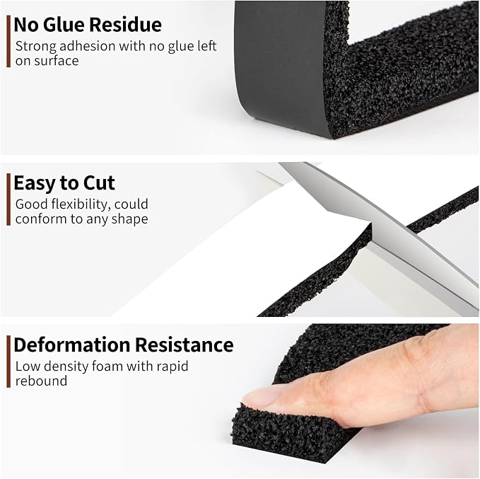 Yotache Maximum Compression Sponge 1" x1/2", 6.5 Ft Long 2Pcs | Rubber Foam - Image 6
