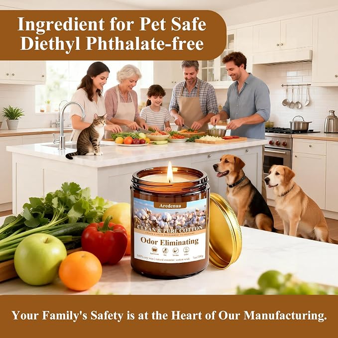 Clean Cotton Odor Eliminating Candles, 7 oz Soy Scented Candle | Eliminates 95% - Image 3