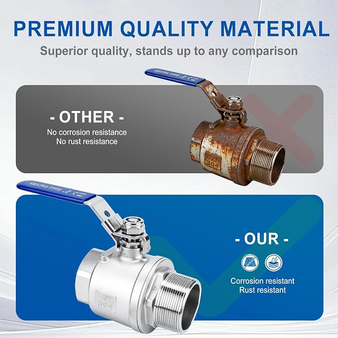 2 Pack 3/4" Full Port Ball Valve NPT Male x Female 304 Stainless Steel Heavy - Image 6
