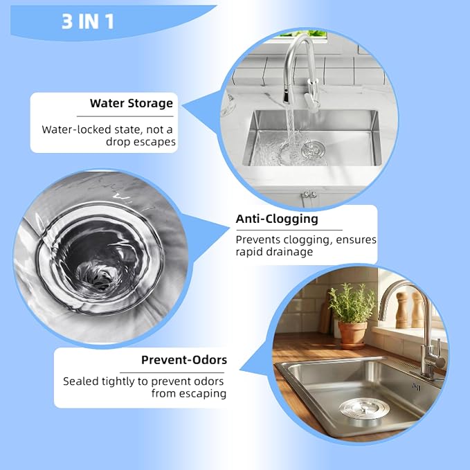 Kitchen Sink Drain Strainer Assembly, 3-1/2 Inch 304 Stainless Steel Sink Drain - Image 5