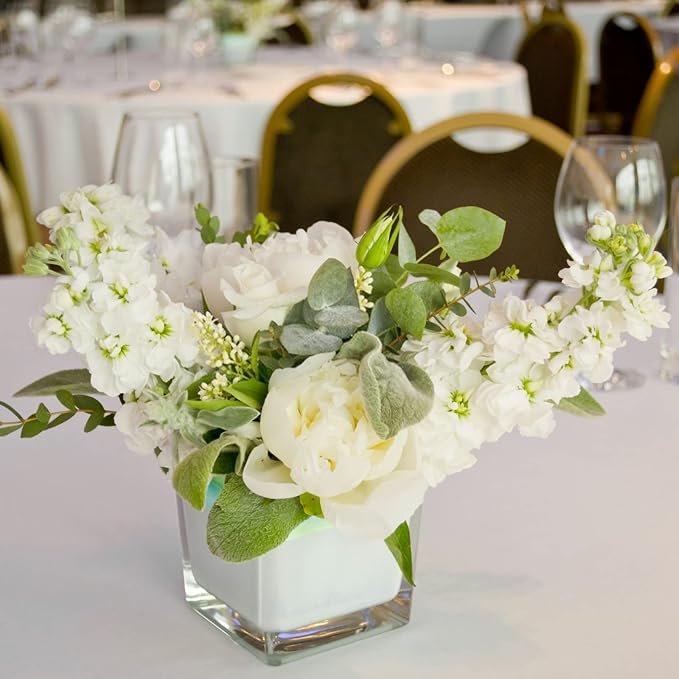6 Pack Square Glass Vases 4" x 4" x 4", Wedding Party Home Decor - Image 4