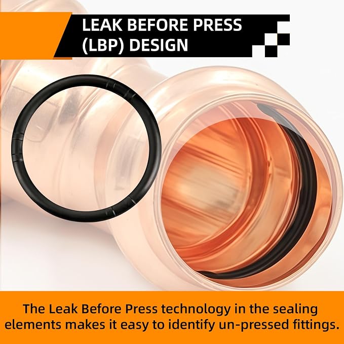 1/2" Copper Press Fittings Tee for Copper Pipe Plumbing, 10 Pack | Lead-free - Image 5