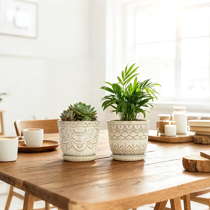 Gepege Ceramic Plant Pots, 6 Inch Indoor Planters - Image 7