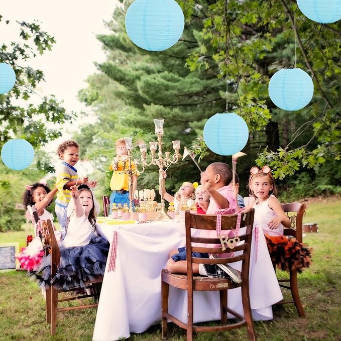 BEISHIDA 8 Inch Blue Paper Lanterns 6 Packs Hanging Round Chinese Lantern | - Image 6