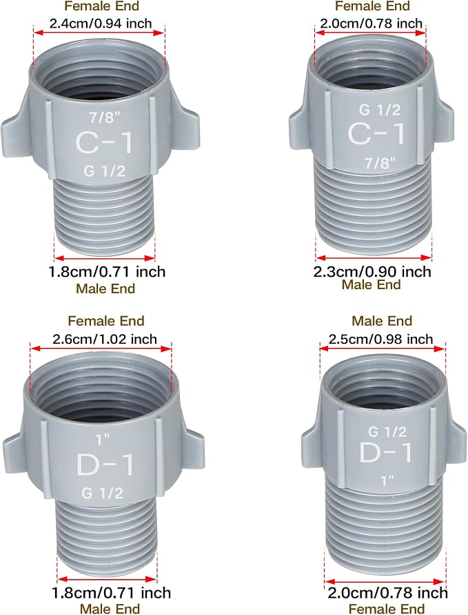 KERDE 1/2" to 1" & 7/8" Water Pipe Adapter Kit - Image 2