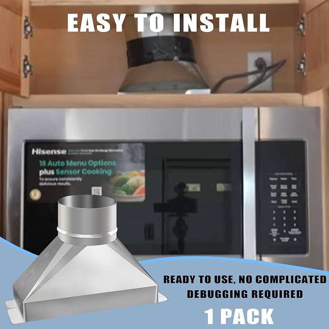 4" Dia x 3-1/4" x 10" L microwave vent kit, Rectangular to Round Duct - Image 6