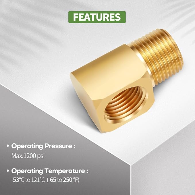 2 PCS Brass Pipe Fitting 90 Degree Elbow 3/8" NPT Male x 3/8" NPT Female | - Image 3