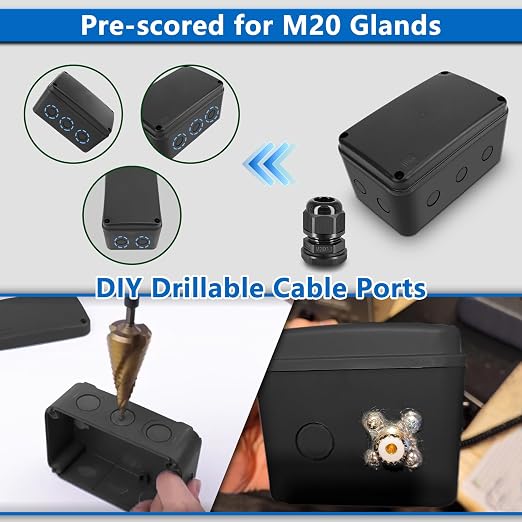 Black IP66 Waterproof Outdoor Electrical Box, 7.12 x 4.5 x 4 inch - Image 5