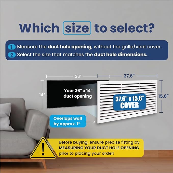 36x14 Aluminum Wall Ceiling Air Return Vent Cover HVAC Rustproof Grille - Image 2