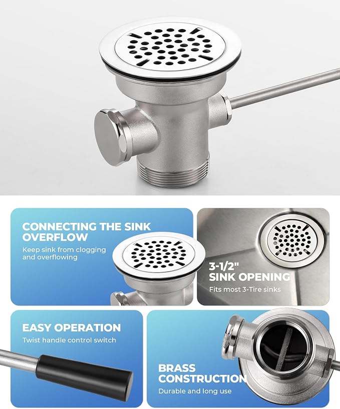 3-1/2 Inch Commercial Sink Drain - Image 2