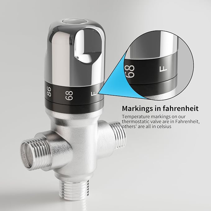 FUGO 1/2 NPT Thermostatic Mixing Valve, Water Mixing Valve - Image 3
