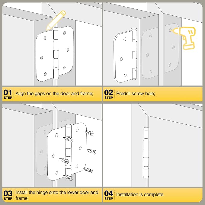 KOLET Ball Bearing Door Hinges, 3.5 Inches, 5/8" Radius Brushed Gold, 3 Pack | - Image 9