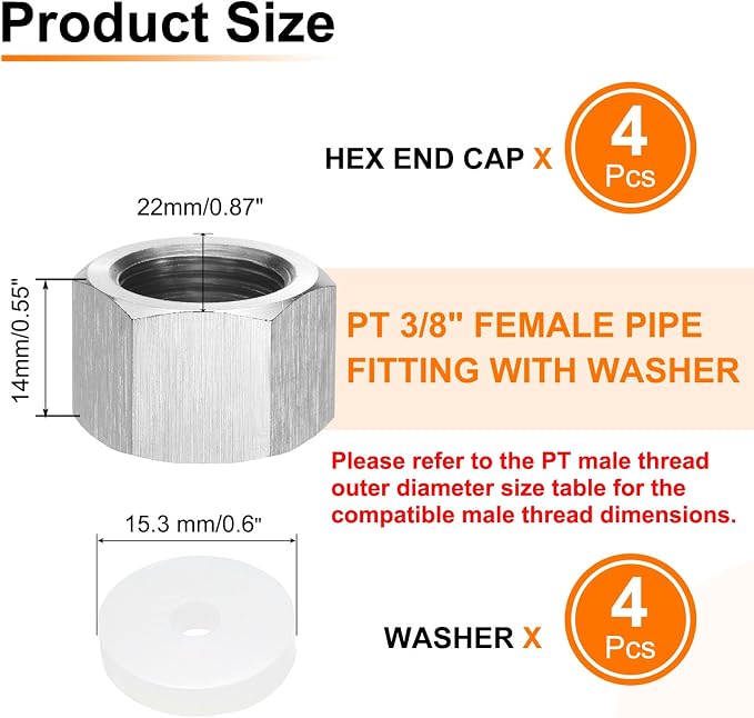 uxcell 4pcs Hex End Cap 304 Stainless Steel Nut - Image 2