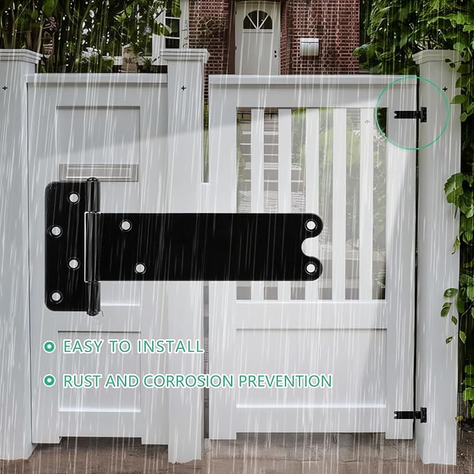 8 in T-Strap Shed Door Hinges, 6 Pack Heavy Duty Tee Hinge, 300 Lbs Capacity | - Image 4