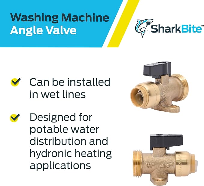SharkBite 1/2 Inch x 3/4 Inch MHT Washing Machine Angle Valve, Push To Connect - Image 4