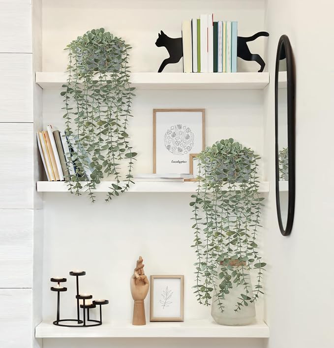 Mkono Fake Hanging Plants in Farmhouse Galvanized Pots - Image 2