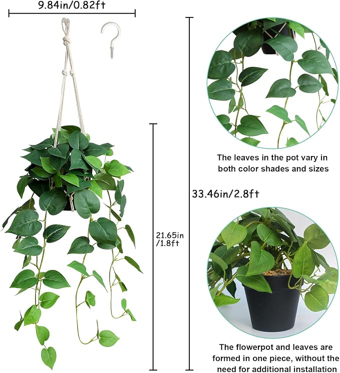 alyptus Fake Hanging Plants Artificial Decor Indoor Realistic Silk Devil's Ivy - Image 2