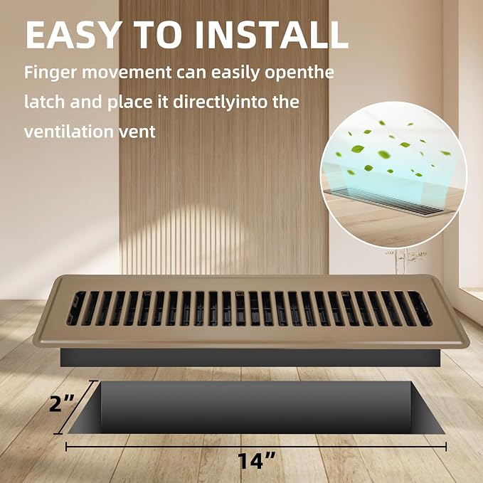 Floor Register 2x14, 6 Pack Brown Floor Vent Covers - Image 2