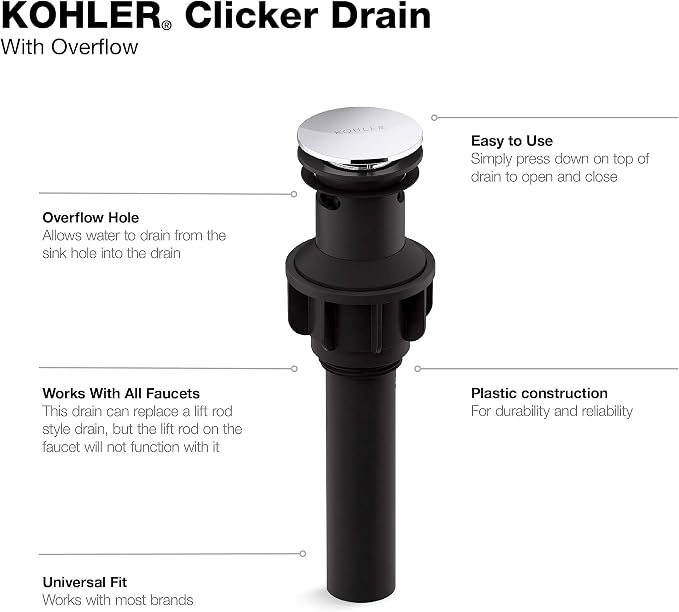 Kohler RH1274364-CP Clicker Drain - Image 2
