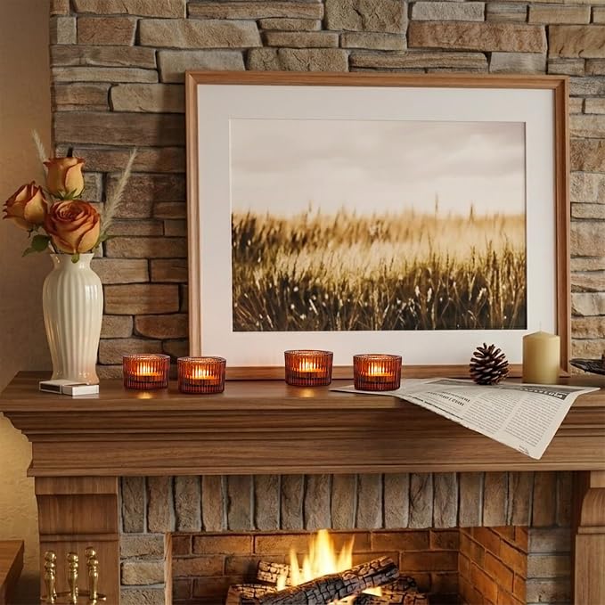 12 Pack Tealight Amber Candle Holders, Votive Tea Light Candle Holder | heat - Image 5