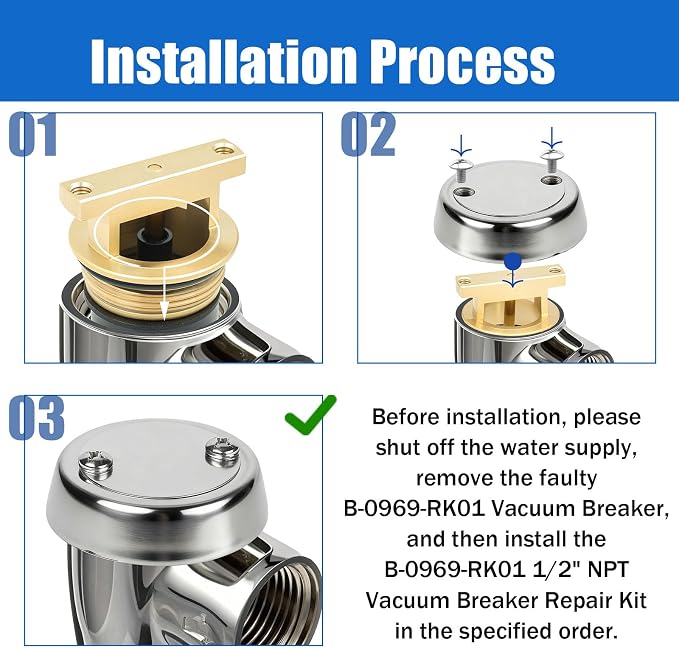 B-0969-RK01 Repair kit for T&S Brass 1/2" NPT Plumbing Vacuum Breaker -2 PK | - Image 4