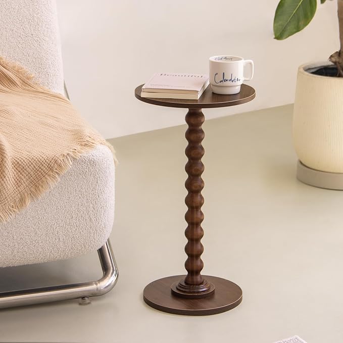 Fultyle Small Round Side Table, Walnut End Table - Image 2