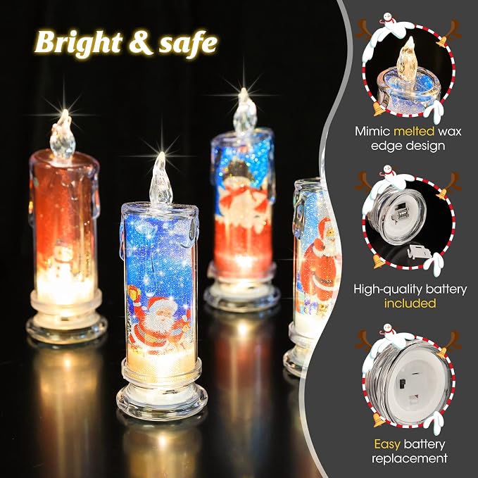 SupBri Christmas Flameless Candles, Xmas centerpieces - Image 3