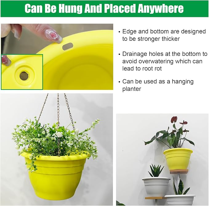 RooTrimmer 10 Inch Plant Pots Set of 5, Lightweight Plastic Planters - Image 2
