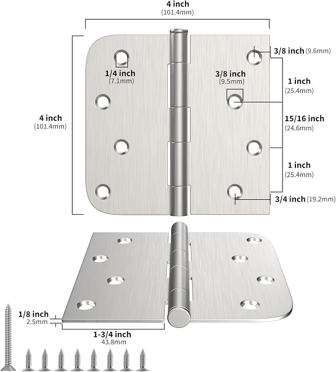 12 Pack goldenwarm Door Hinges Satin Nickel 4inch Interior Door Hinges - Image 2