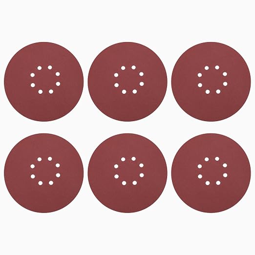 HARFINGTON 10 Pcs 9 Inch Sanding Discs 150 Grit Red Aluminum Oxide 8 Hole | by HARFINGTON